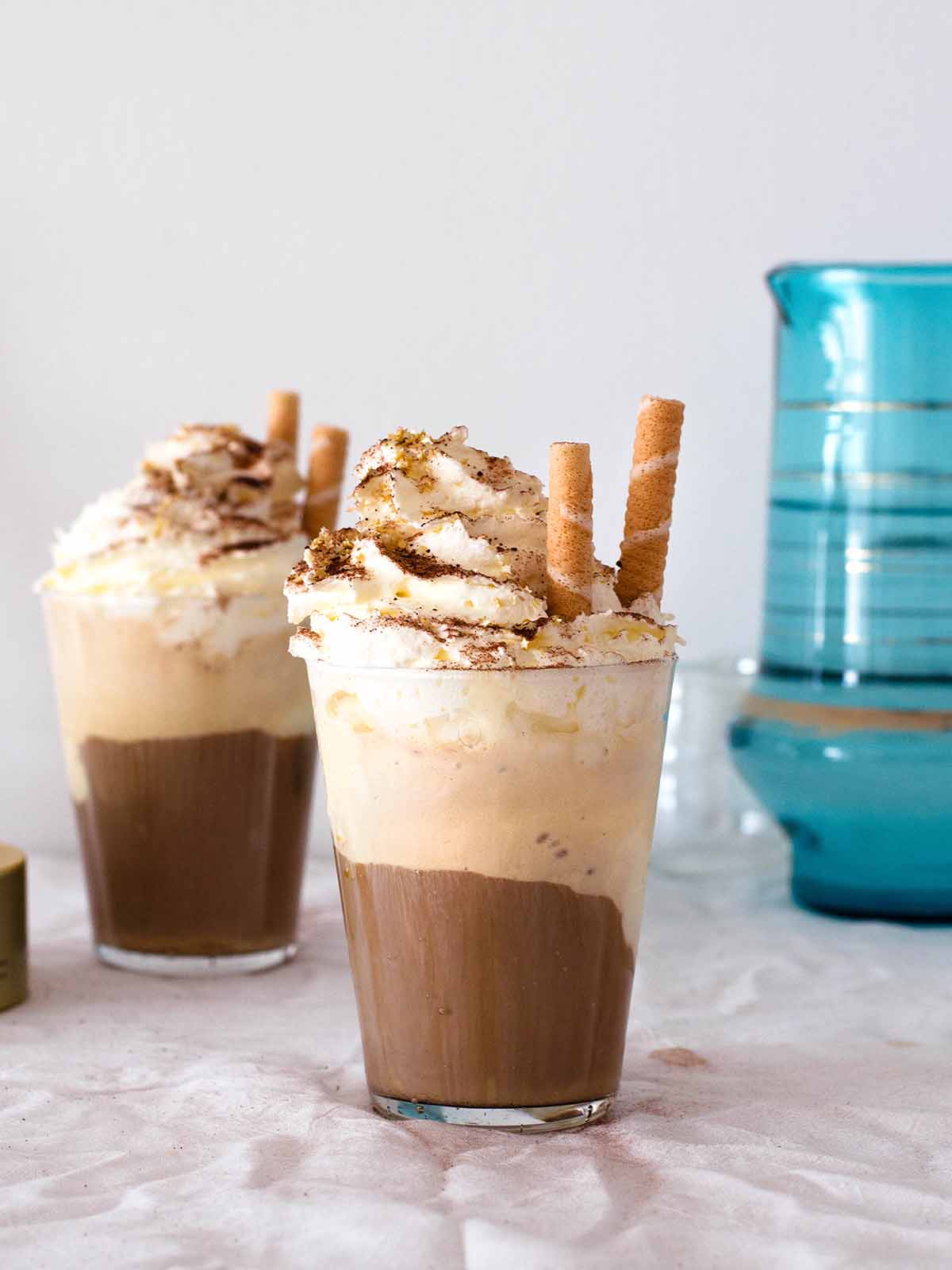 cold coffee with ice cream and whipped cream