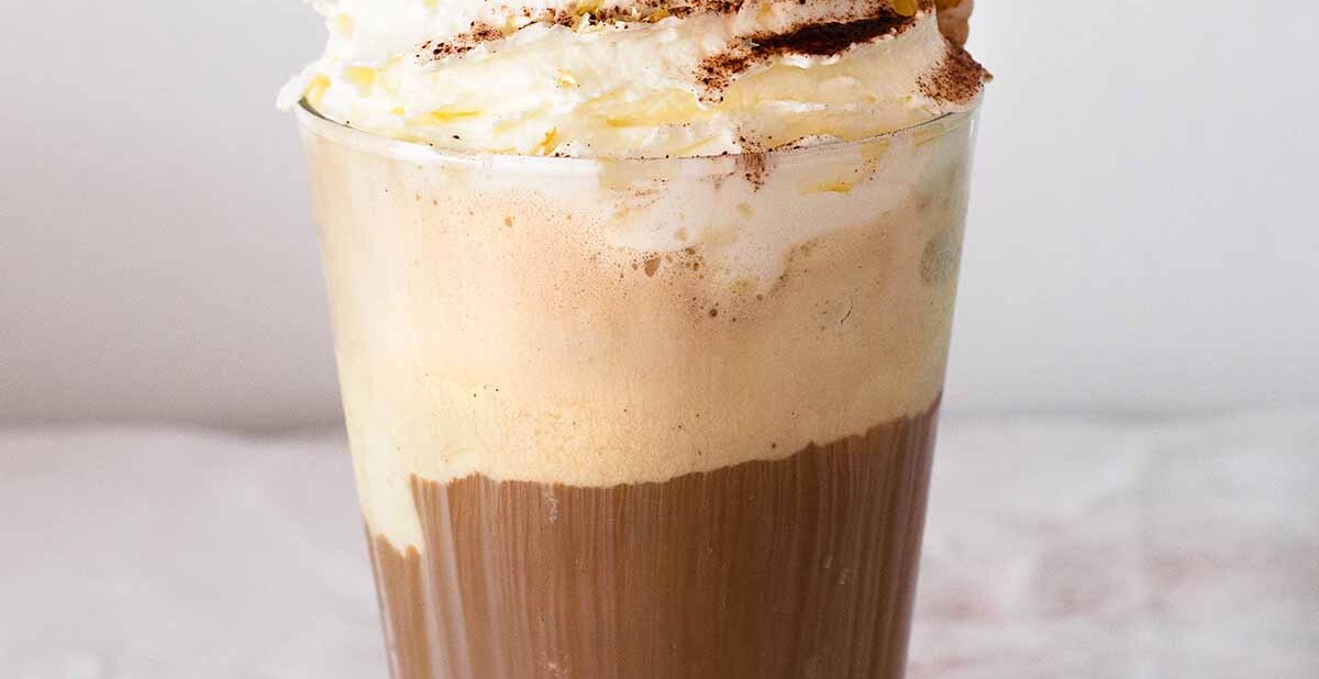 ice cream iced coffee with whipped cream and wafers
